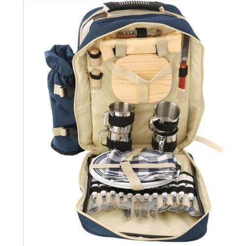 Portable picnic bag backpack shoulders , large tableware bag with full picnic barbecue outdoors equipment package