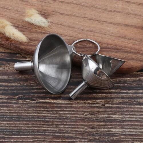 3 In 1 Portable Steel Mini Metal Funnel Set Home Accessory, Oil Funnel, Kitchen Separating Funnel Condiment B2Z9