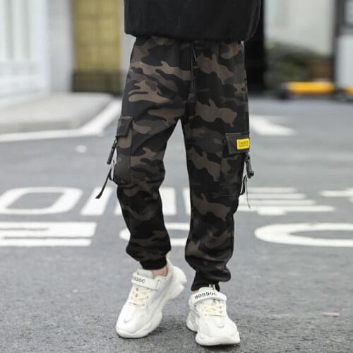 Boys Casual Sport Pants Winter Teenage Boys Camouflage Trousers Neri Plush Kids Overalls Pants Autumn Children Clothes For 5-15Y