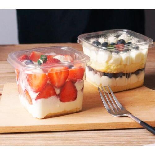 Clear Cake Box Container Transparent Cream Cake Plastic Package Box with Lid Cheese Ice Cream Fruit Mousse Packaging Box SN1589