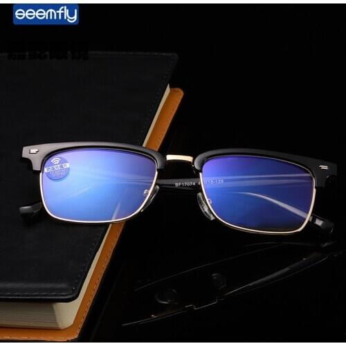 Seemfly Anti-blue Light Half-frame Reading Glasses Semi-Rimless Presbyopia Eyeglasses Unisex Eyewear With Degree +1.0 to +4.0
