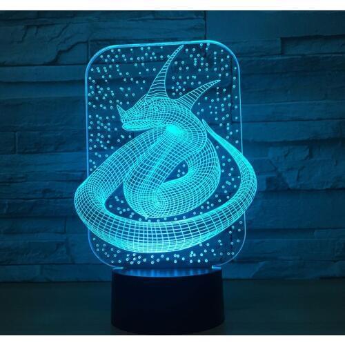 [Seven Neon]Free shipping snake Acrylic 7Colors Desk Lamp 3D Lamp Novelty Led Night Light Millennium Falcon Light
