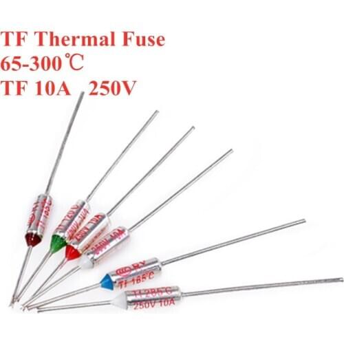 10pcs TF Thermal Fuse RY 10A 250V Temperature Control Thermostat Switch 216 220 227 230 235 240 245 250 255 260 265 270 C Degree