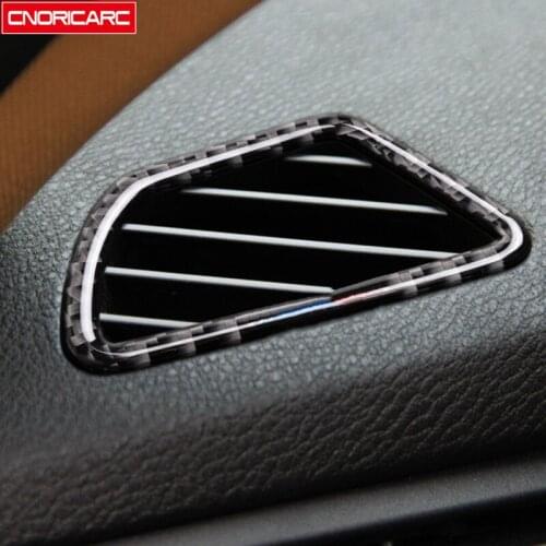 Carbon Fiber Dashboard Air Conditioning Outlet Frame Decoration Cover Trim 2Pcs Car Styling For BMW E70 X5 2008-2013