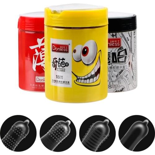 Penis Cock Sleeve Sex Toys for Men Ultra Thin Natural Latex Condoms Sex Products 18 Pieces/Box