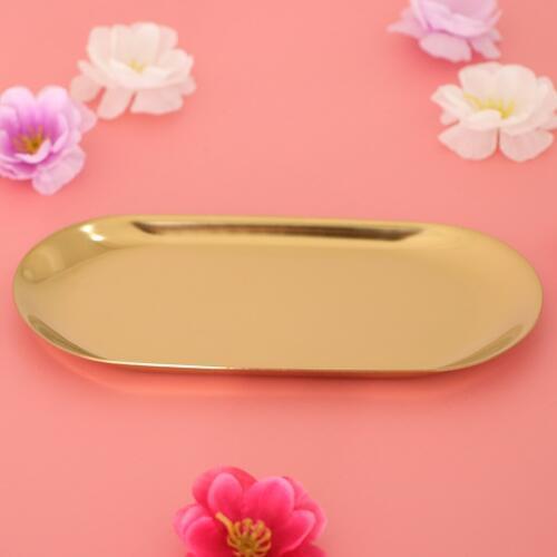 Gold Stainless Steel Jewelry Display Dish Necklace Holder Tray Storage for Home Decoration