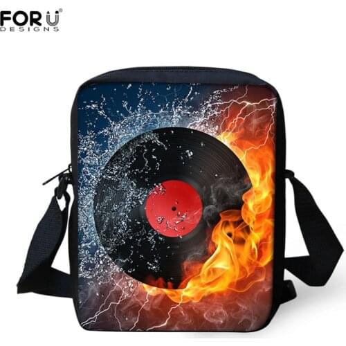 FORUDESIGNS 3D Music Record Pattern Female Fasshion Messenger Bag Girls Shoulder Bags Crossbody Bags Samll Satchel Bookbag Gift