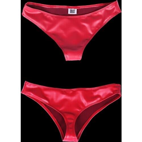 Plus Size Faux Latex Underwear Women Panties PVC Shiny Sexy Briefs High Cut Thong Tanga Calcinha Panty Bragas Mujer String Femme
