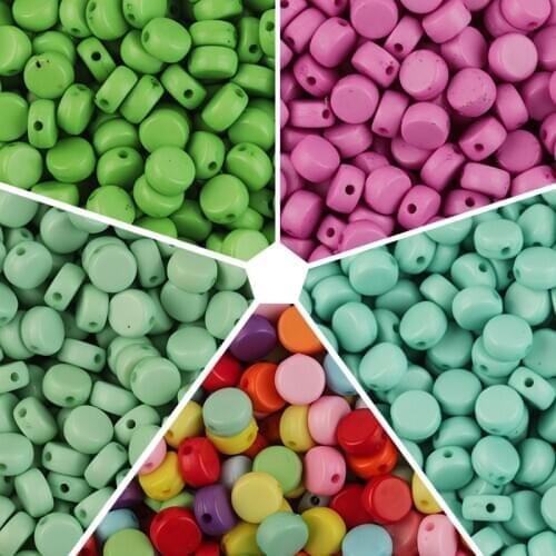100pcs Small Acrylic Oblate Solid Color Beads Jewelry Material For Making Necklace Bracelet Jewelry Findings 1.5mm