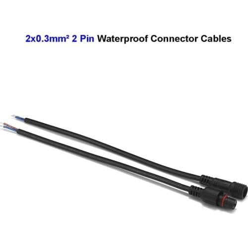 2 Core Waterproof Connector Cable 0.3mm2 Plug Wires For 2835 5050 LED Modules Outdoor Light Project Lamp Bulb Battery Pack Case