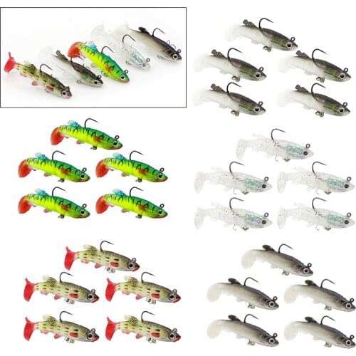 5 Pieces Soft Fishing Lures Swimbaits Multicolor Baits with Hooks Fishing Baits for Fisherman Saltwater Freshwater