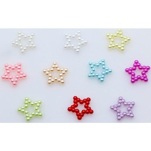 50p 12mm Color Imitation Pearl Flatback Nail Art Decorations star beads For DIY Jewelry Craft Scrapbooks Wedding Cards Making