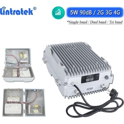 90dB 5W Great Power Multiband 2G 3G 4G Signal Booster 37dBm Waterproof Outdoor Cellular Amplifier for Mountain Rural Area Mobile