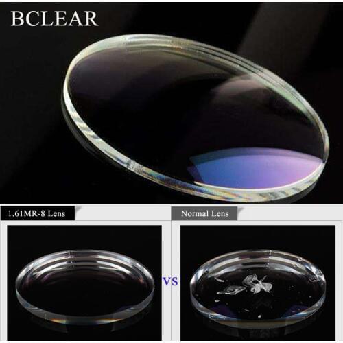 BCLEAR 1.60 Index Aspheric Clear Lens MR-8 Super Hard Optical Glasses Prescription Lenses Strong Anti Reflective for Rimless