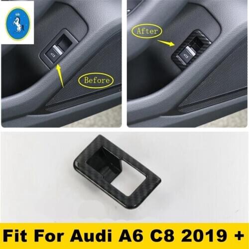 Auto Accessory Rear Tail Trunk Door Switches Button Frame Cover Trim Carbon Fiber ABS Fit For Audi A6 C8 2019 2020 2021