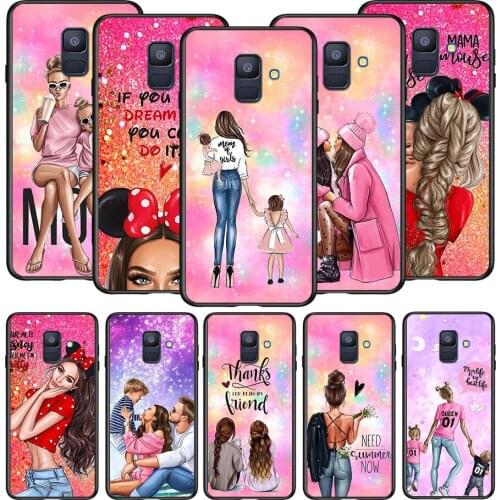 Lucky Cute Mom baby For Samsung Galaxy A8 A9 A7 A750 A6 A5 A3 A6S A8S Star Plus 2016 2017 2018 Black Soft Phone Case