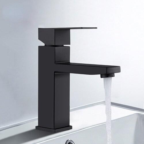 Black Square Bathroom Sink Faucet Single Handle Basin Faucet Wash Tap Bathroom Toilet Deck Mounted Basin Tap Faucet
