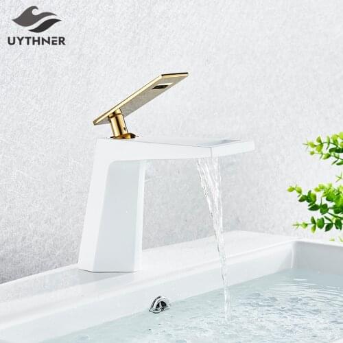 Black Basin Faucet Bathroom Sink Faucet White Faucet Basin Taps Deck Vintage Wash Hot Cold Water Mixer Tap Crane Bath Faucet