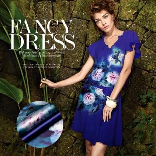 CNUM SP343 Pure Silk/Blue Fairy/Silk Fabric Elastic Charmeuse 93% Silk 7%Spandex/Width1.29yd Length1.31yd Thickness19mm