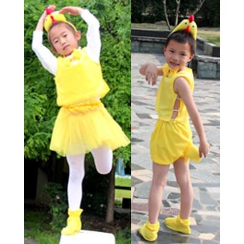 Children kid animal yellow chicken hen costume headband skirt clothes shoes for boys girls halloween party cosplay costume
