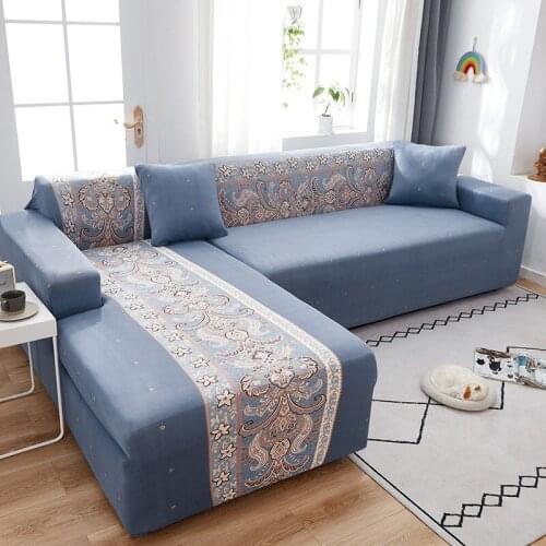 Polyester Stretch Sofa Cover For L Shape Sofa Corner Couch Elastic Couch Cover For Sofa Slipcovers For Living Room 1-4-Seater