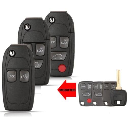 Jingyuqin For Volvo S60 XC90 V50 S40 V70 S60 S70 S80 XC70 Modified Flip Folding Car Key Shell Cover Case NE66 Blade 2/3/4 Button