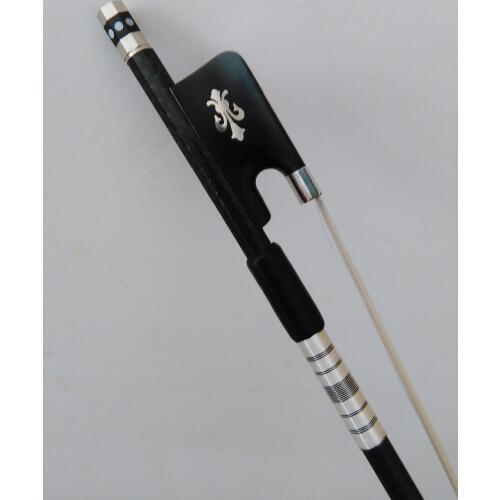 3 PCs Quality Black Carbon Viola Bow With Gribs white bow hair ebony Frog