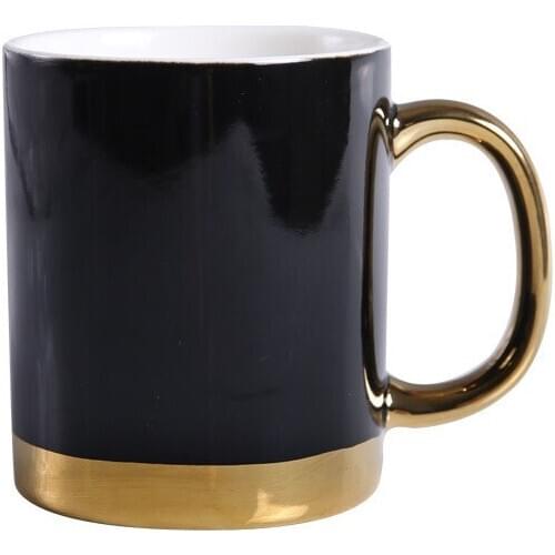Creative 380ml Ceramic Coffee Mug With Gold Handle Glossy Porcelain Office Drinking Milk Mugs Cups Gifts