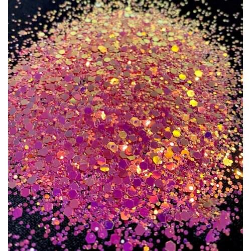 50G 1-3mm White chunky glitter with shimmers of pink and blue/ Tumbler glitter/ Nail glitter/ Polyester/ Resin glitter