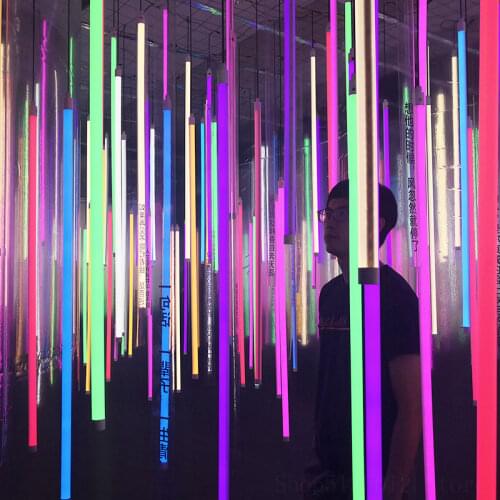 Minimalist Led Light Tube Pendant Lights Color Outdoor Lamp Waterproof Neon Lamp Industrial Art Deco Hanging Light Fixtures