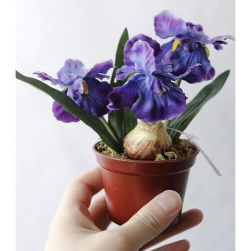 Minir Artificial Bonsai Iris Silk Flowers Bonsai Plants Artificial Flowe for Wedding Home Party Decorative