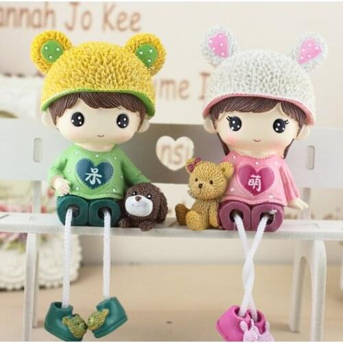 Cartoon Creativity Lovely Sling Lovers Dolls Home Presenting Birthday Gifts Resin Crafts