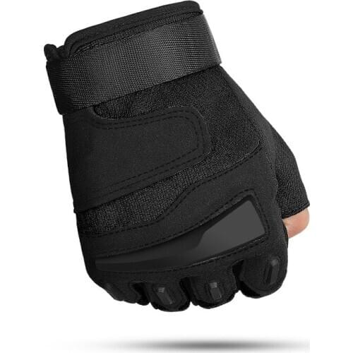 Mens outdoor sport cycling Climbing adventure Tactics Half finger fishing gloves travel Non-slip Wearable damping Black glove