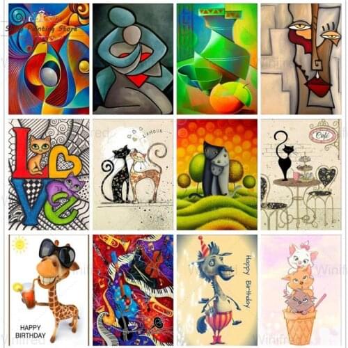 DIY Full Diamond Embroidery Kit Abstract Color Pattern Art Animal 5D Diamond Painting Mosaic Handmade Painting Gift Home Decor