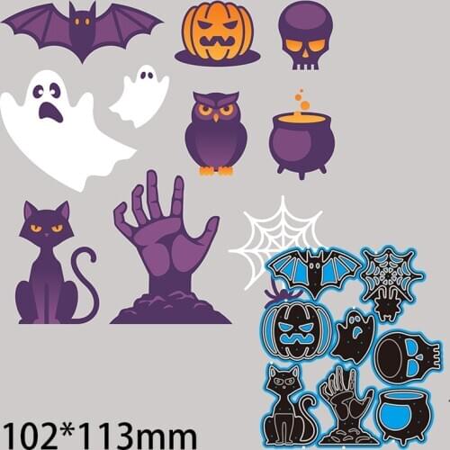 102*113mm Halloween Set Spider Bat Ghost Pumpkin Metal cutting Dies Craft Embossing Scrapbooking paper craft Greeting Card
