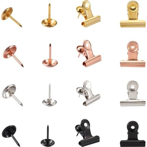 40 Sets Iron Clips and Round Head Drawing Pins Assorted Kit 4 Colors DIY Jewelry Craft Scrapbooking Files Collection Accessories