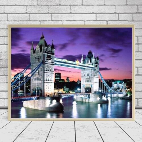 New hot AB diamond DIY diamond painting full square landscape bridge diamond embroidery city rhinestone mosaic handmade hobby
