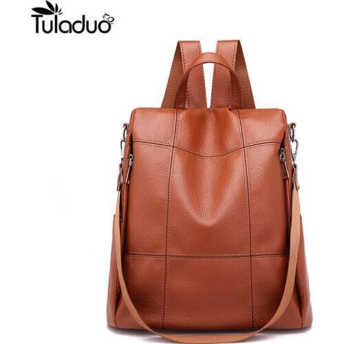 2020 New Fashion Anti theft Backpack High Quality PU Leather Mochila Escolar School Bag for Teenager Girls Travel Bags