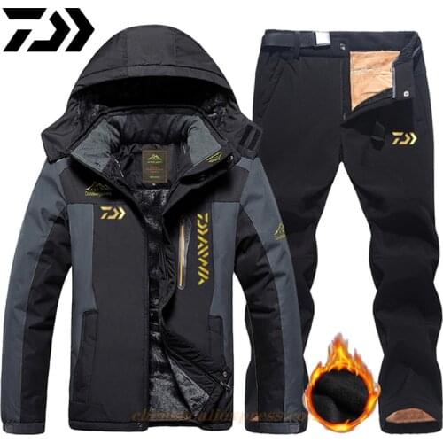 Daiwa 2020 Men New Jacket Winter Warm Windproof Waterproof Outdoor Sports Snowboarding Fishing Fleece Coat Trousers Ski Suit