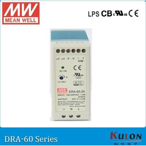 Original MEAN WELL DRA-60-12 60W 5A 12V Industrial DIN Rail Mounted and adjustable meanwell Power Supply