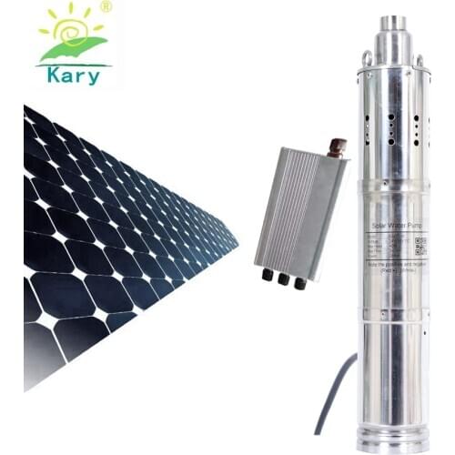 Kary 3 inches max lift 20m 2M3/H flow rate solar pump,24v 36v DC brushless submersible screw solar pump external MPPT controller