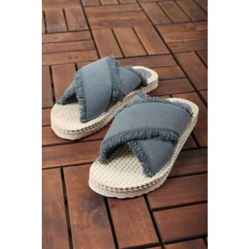 Pufdy Straw Soft Outsole Linen Women 'S Slippers