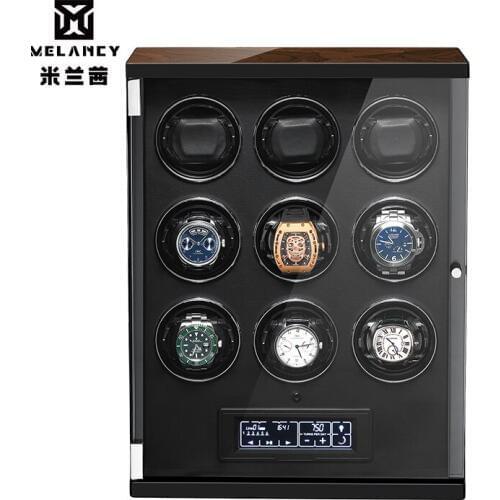 Luxury 9 Automatic Watches/Black Velvet Interior/Quiet Mabuchi Motor/Easy Set-up (Macassar Wood Finish)