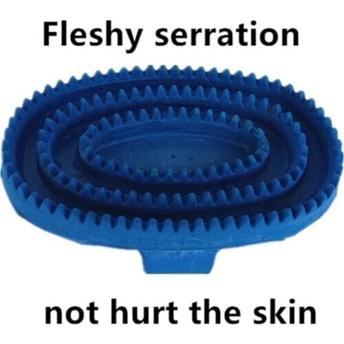 2pcs Blue Rubber Non-slip Massage Brush Clean Horse Body three-layer serrated