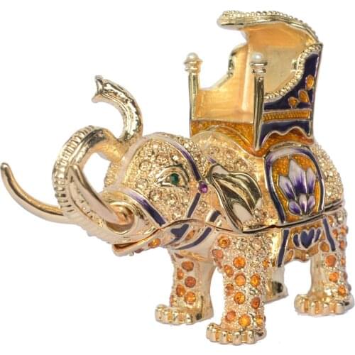 Elephant trinket & jewelry box hand made crystal bejeweled collectible Figurine gifts jewellery containers ring box