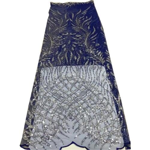 SJ Lace African Sequins Lace Fabric 2021 High Quality Lace Nigerian French Tulle Lace Fabric Women Wedding Party Dress HX3-75