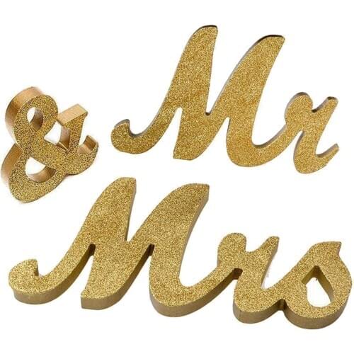 Wooden Mr & Mrs Wedding Props English Word Silver Gold Rose Gold Bright Pink Mother European Furnishings