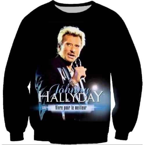 Rock 3D Print French Johnny Hallyday Sweatshirts Harajuku Men Pullover Hoodies Long Sleeve Crewneck Streetwear Hoody Sudaderas
