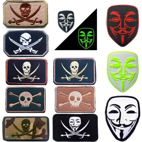 Embroidered/PVC Patch NAVY SEALS Jolly Roger Pirate Skull Crossed Swords Patch Army Military Tactical Embroidery Badges
