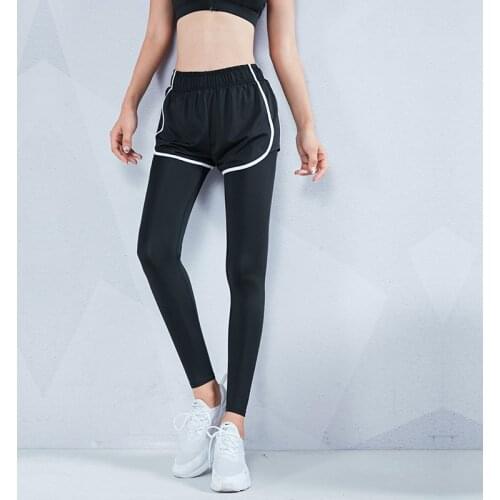 Sexy Women 2 in 1 Leggings Push Up Fitness Legging Slim High Waist Leggins Seamless Fitness Elastic Waist Legging with Lining
